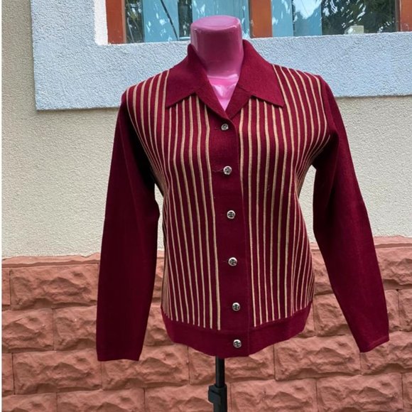 Woolen red pullover with red buttons , size M